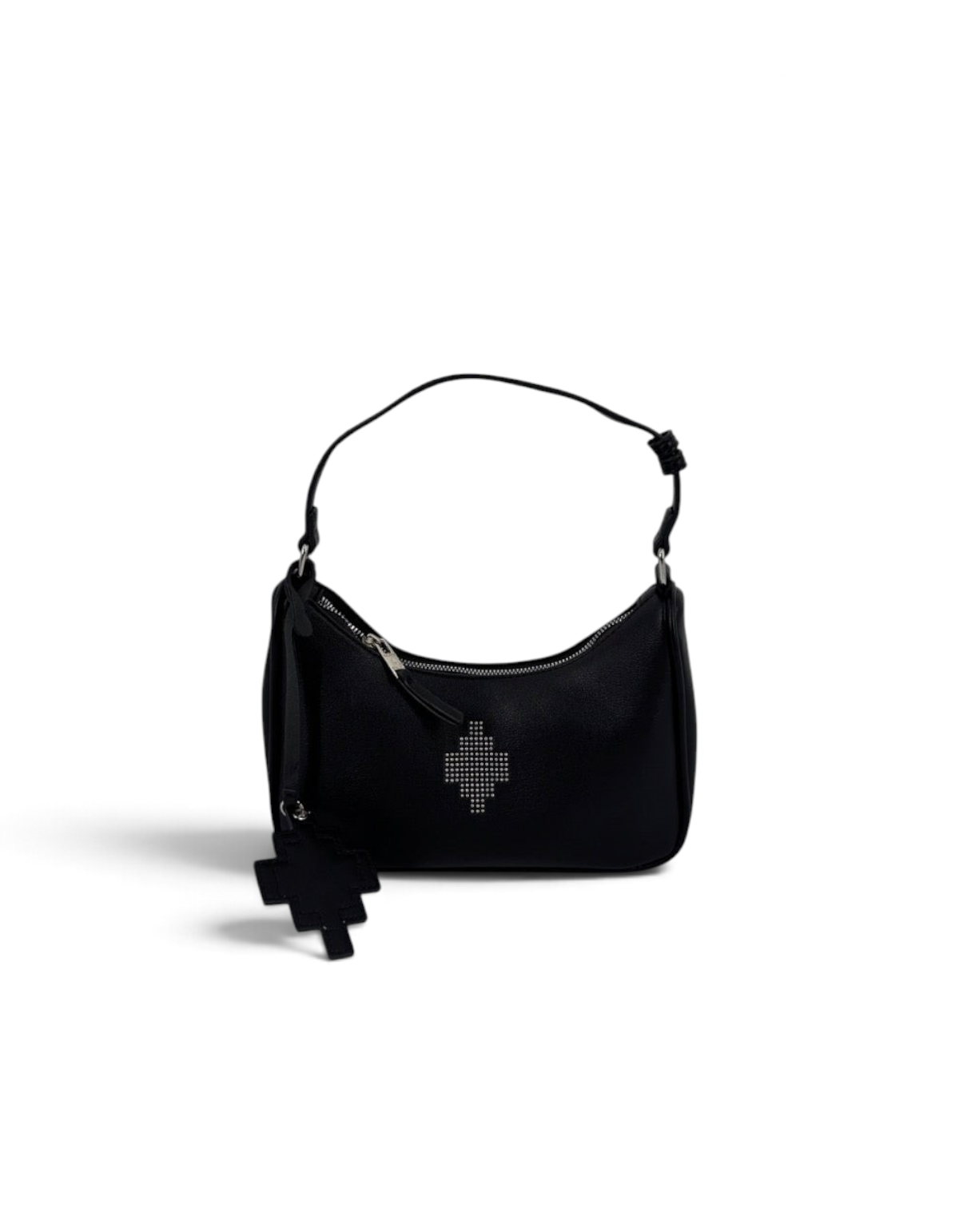 Mini borsa a tracolla DevidLabel Marcelo Burlon - County Of Milan nera con logo borchiato e ciondolo decorativo