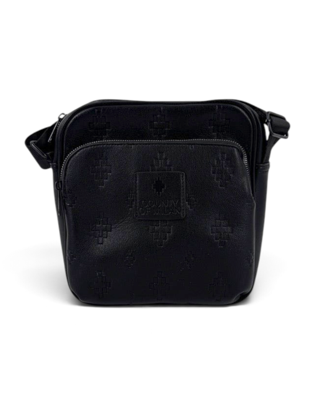 Borsa a tracolla DevidLabel Marcelo Burlon - County Of Milan nera con finitura textured e logo impresso
