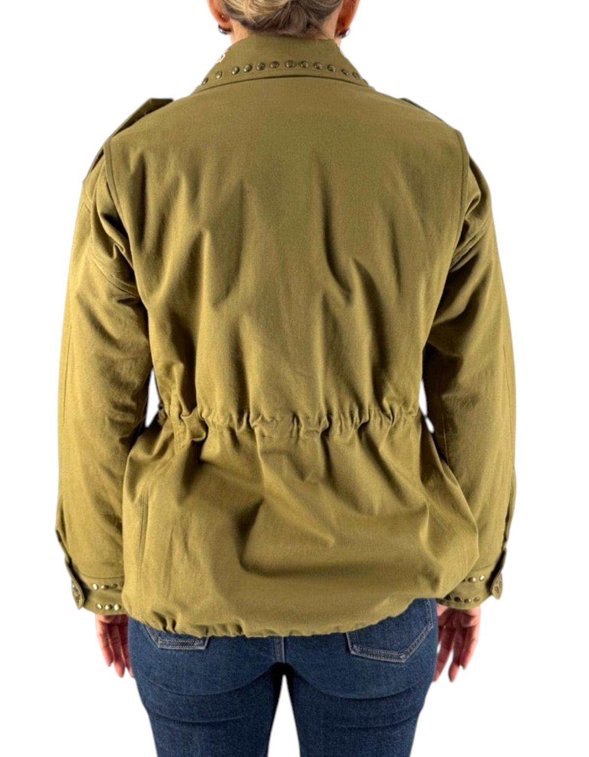 Front Street Field Jacket donna verde oliva con coulisse - vista posteriore
