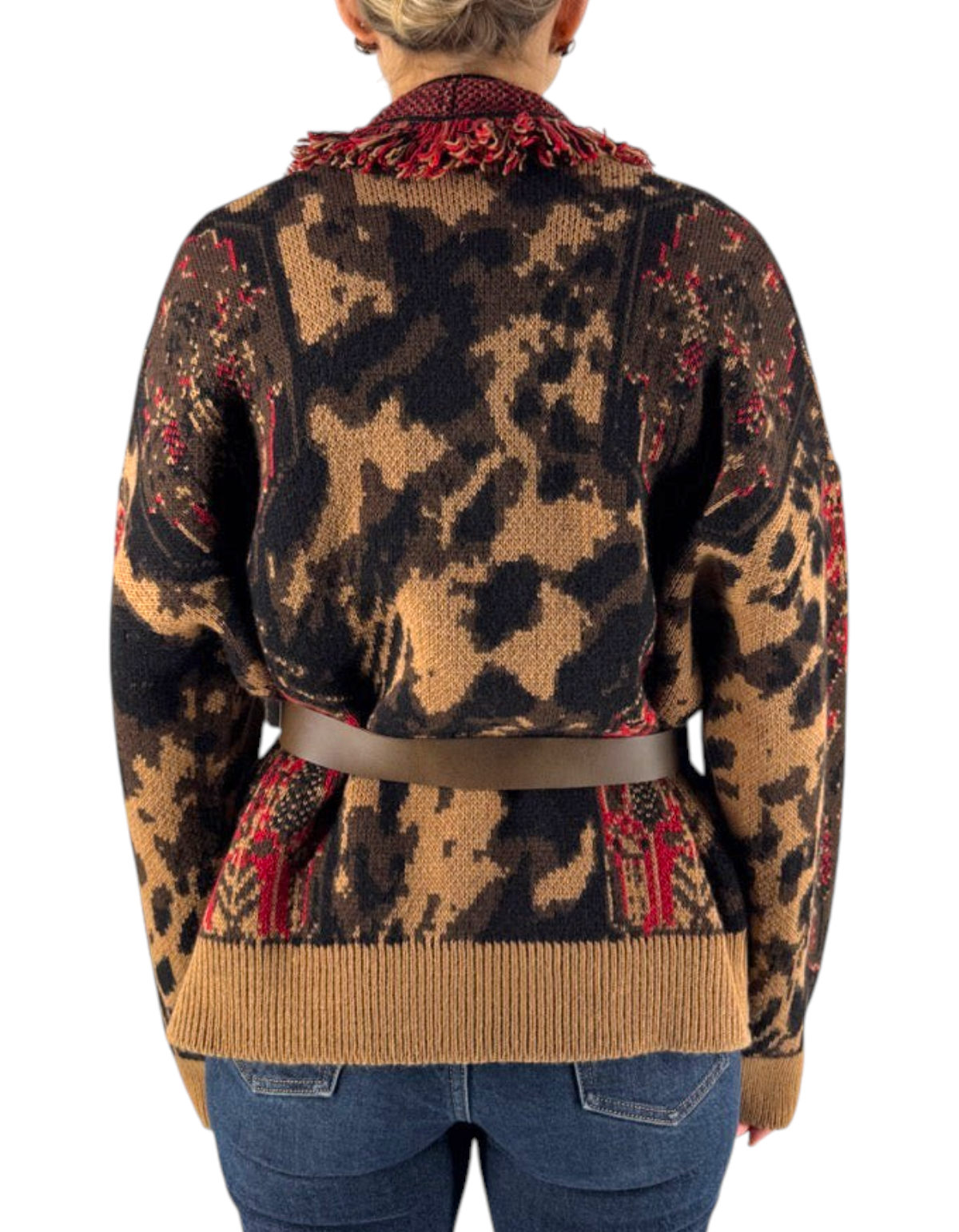 Front Street Cardigan Jacquard donna leopardato - vista posteriore