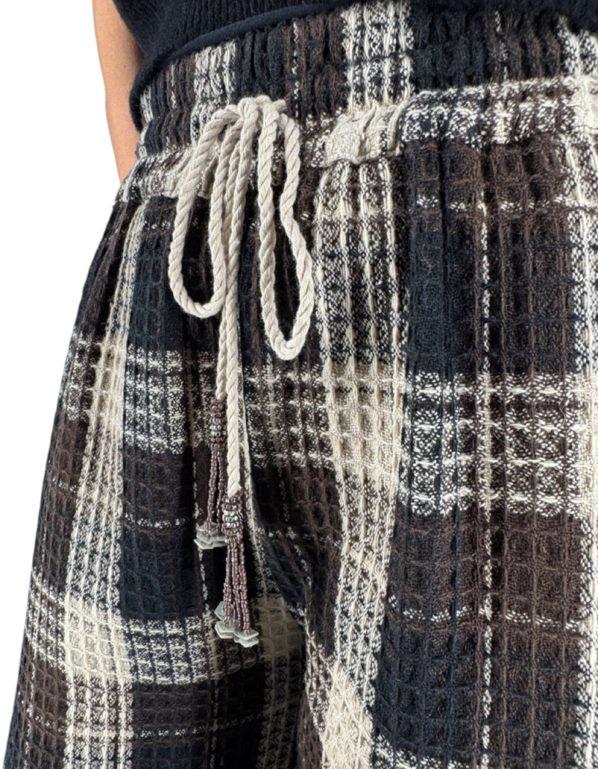 Front Street Pantalone Waffle Ricamato - dettaglio vita elasticizzata con coulisse