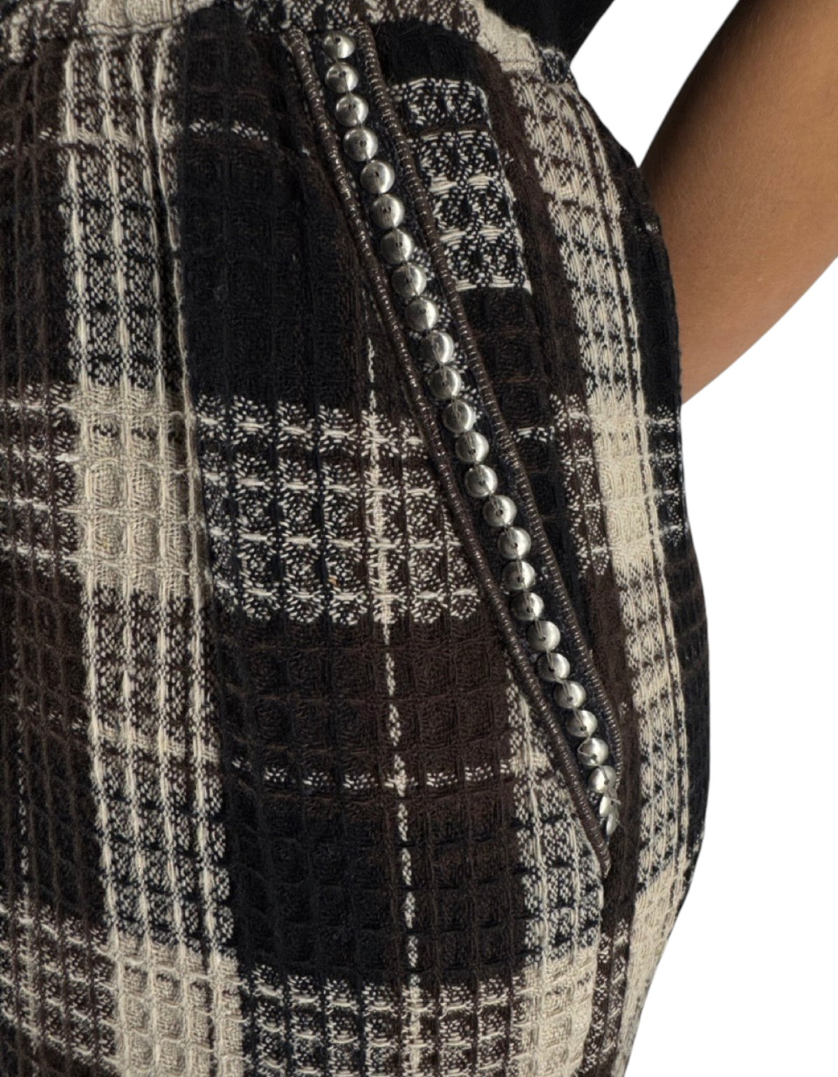 Front Street Pantalone Waffle Ricamato - dettaglio tessuto a quadri e applicazioni decorative