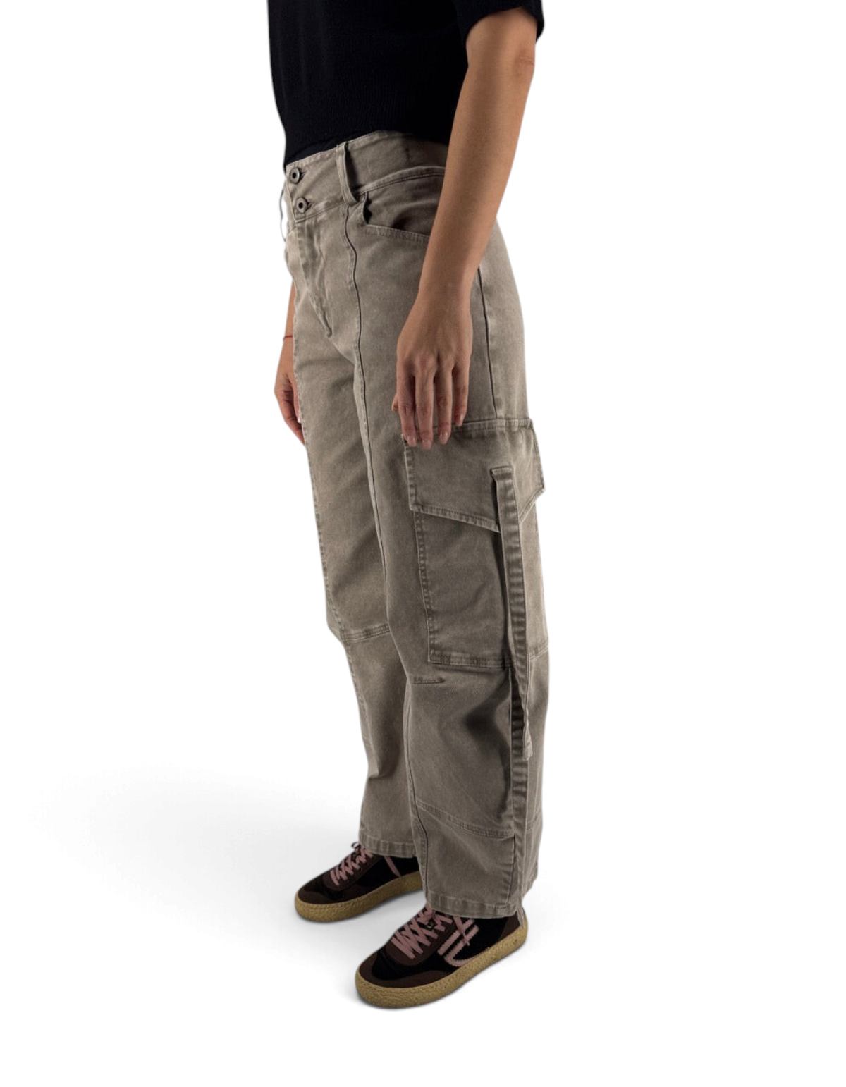 Front Street Pantalone Cargo Multi Pocket verde militare - vista laterale