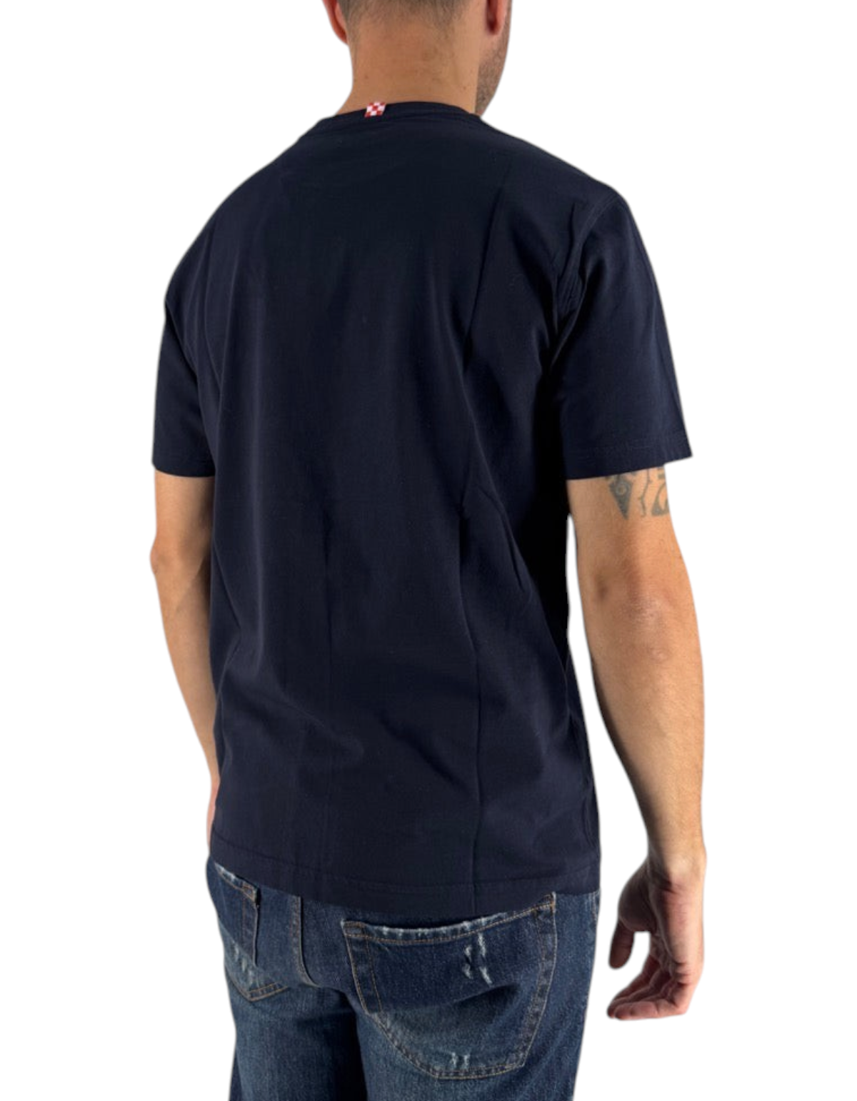 T-shirt uomo DevidLabel modello Connor in cotone blu navy vista posteriore