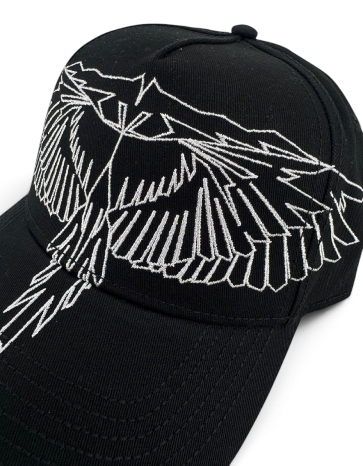 Cappellino baseball DevidLabel nero in cotone con iconico ricamo grafico bianco a contrasto