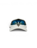 Cappellino baseball DevidLabel in cotone color latte con stampa grafica turchese e nera sul davanti
