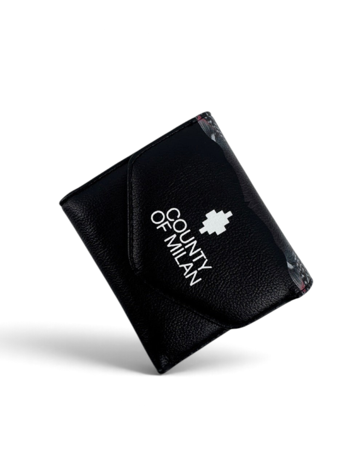 Mini portafoglio DevidLabel Marcelo Burlon - County Of Milan nero con texture e grafica Red Wings