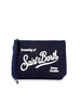 Pochette DevidLabel Aline in denim blu scuro con logo Saint Barth ricamato bianco e chiusura a zip