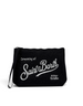 Pochette DevidLabel MC2 Saint Barth Aline Lurex nera con ricamo bianco e chiusura a zip