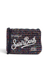 Pochette DevidLabel Aline in tweed multicolore con logo Saint Barth ricamato e chiusura a zip