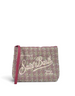 Pochette DevidLabel MC2 Saint Barth Aline in tweed multicolore con logo ricamato e chiusura a zip rosa