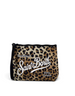 Pochette DevidLabel MC2 Saint Barth Aline in tessuto tecnico leopardato con scritta Winter Paradise e laccetto nero