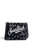 Pochette DevidLabel MC2 Saint Barth Aline W nera con stampa bandana bianca e logo frontale, chiusura con zip