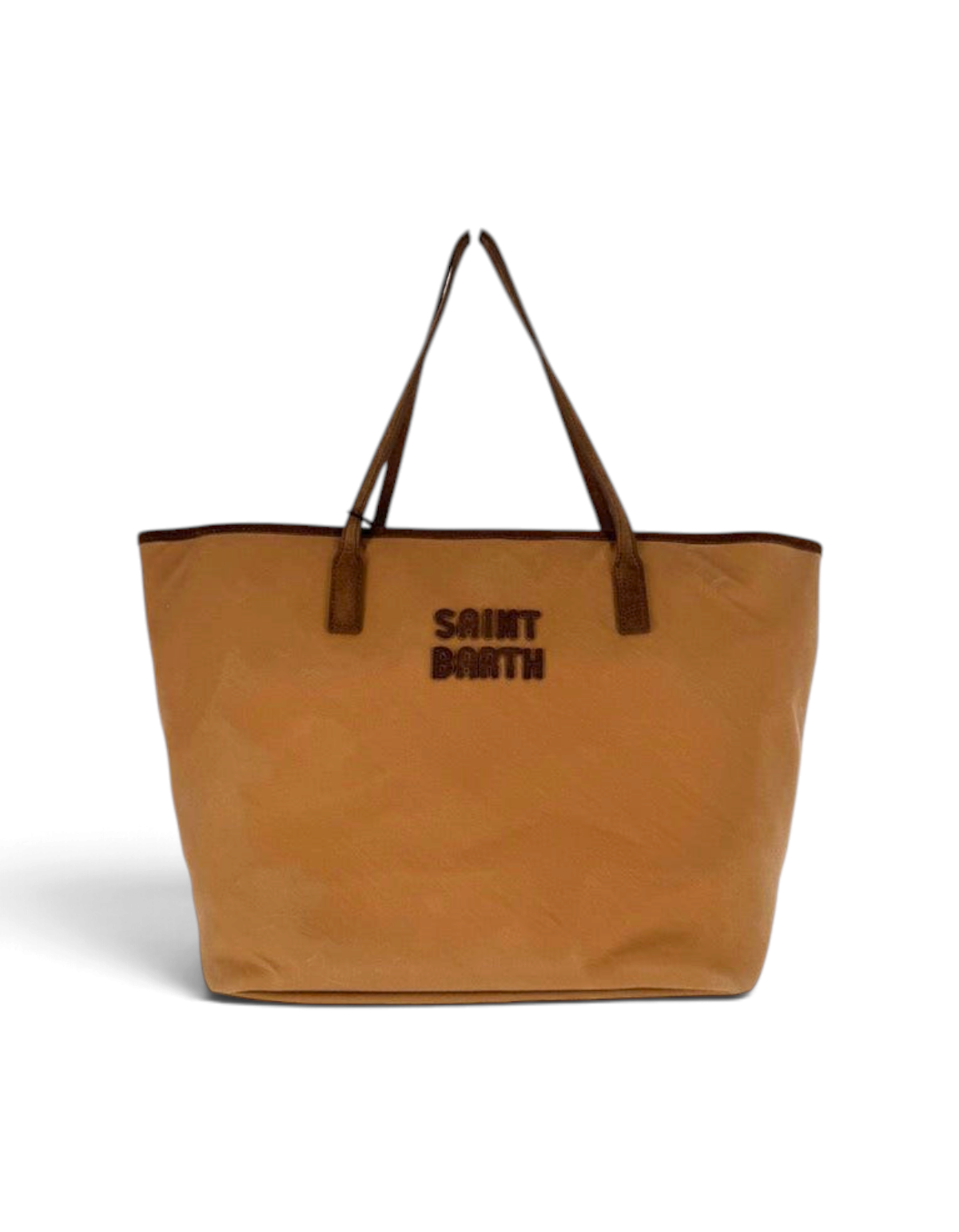 Borsa a spalla DevidLabel MC2 Saint Barth City Bag Wax color cuoio con logo ricamato e manici marroni