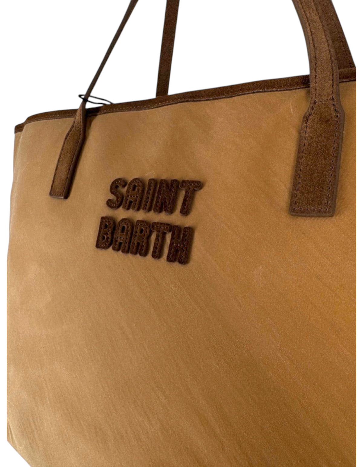 Borsa a spalla DevidLabel MC2 Saint Barth City Bag Wax color marrone con logo in rilievo