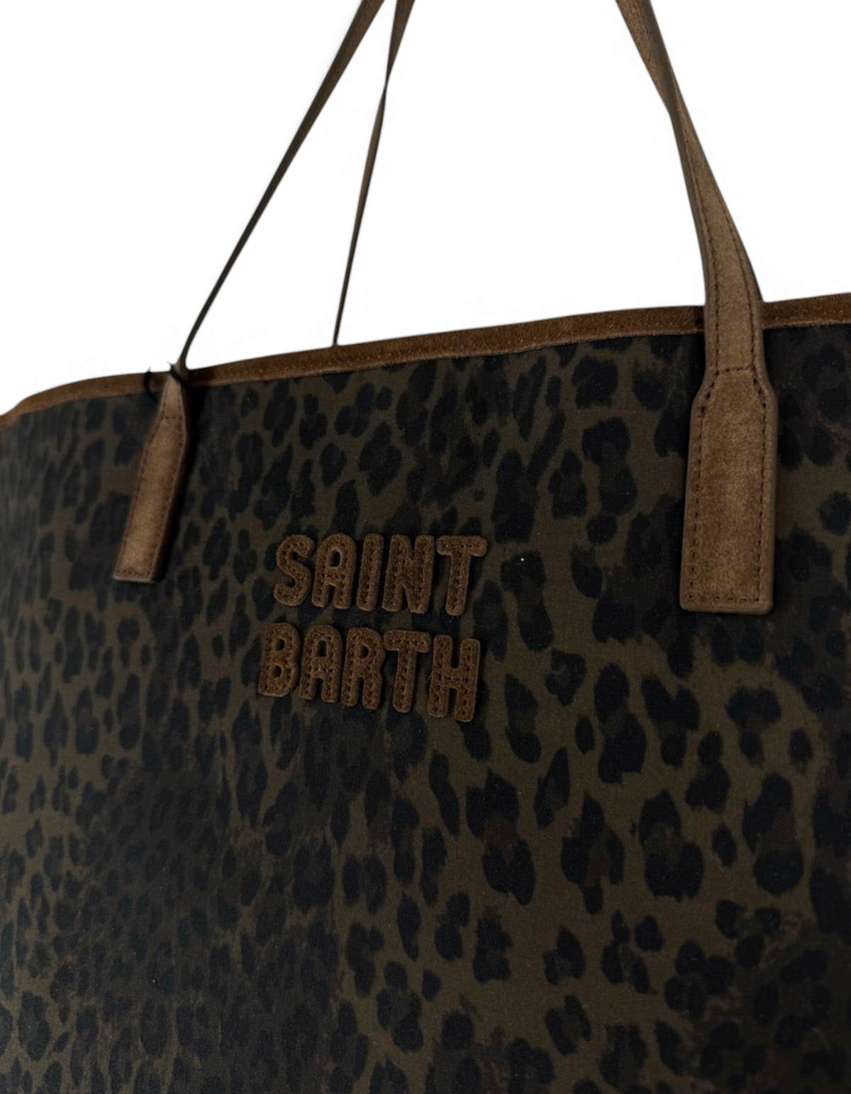 Borsa a spalla DevidLabel MC2 Saint Barth City Bag in poliestere con stampa animalier leopardata scura