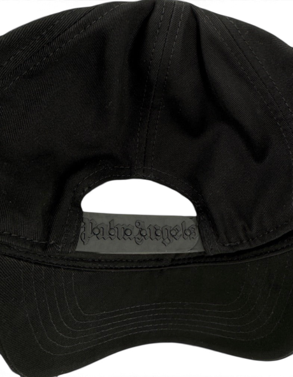 Cappellino DevidLabel Palm Angels nero in cotone con logo inciso sul cinturino posteriore regolabile