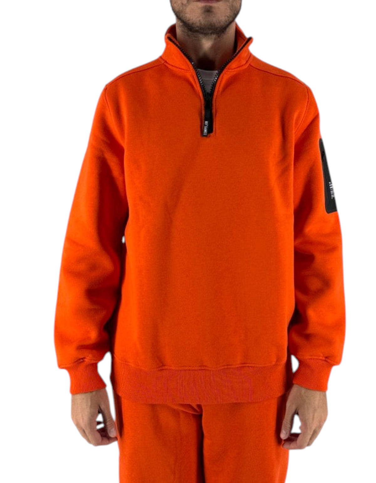 Felpa mezza zip arancione Ko Samui in misto cotone con vestibilità regular fit e dettaglio grafico sulla manica