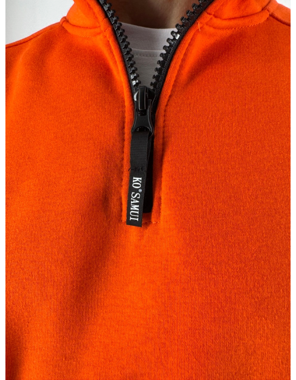 Felpa mezza zip arancione Ko Samui in misto cotone con dettaglio grafico sulla zip