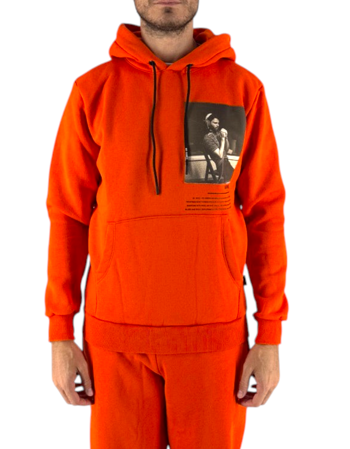 Felpa con cappuccio Ko Samui arancione in misto cotone con stampa grafica musicale e vestibilità regular fit