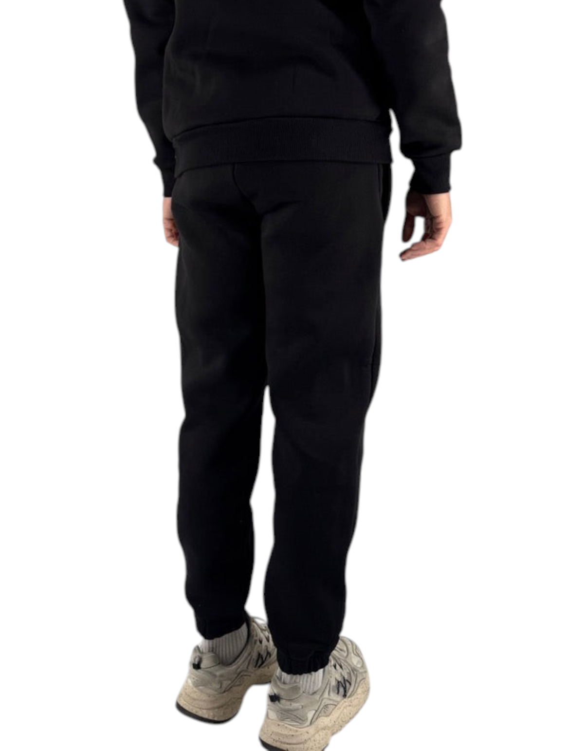 Pantaloni felpa neri Ko Samui in misto cotone con vestibilità regular, vista posteriore su modello