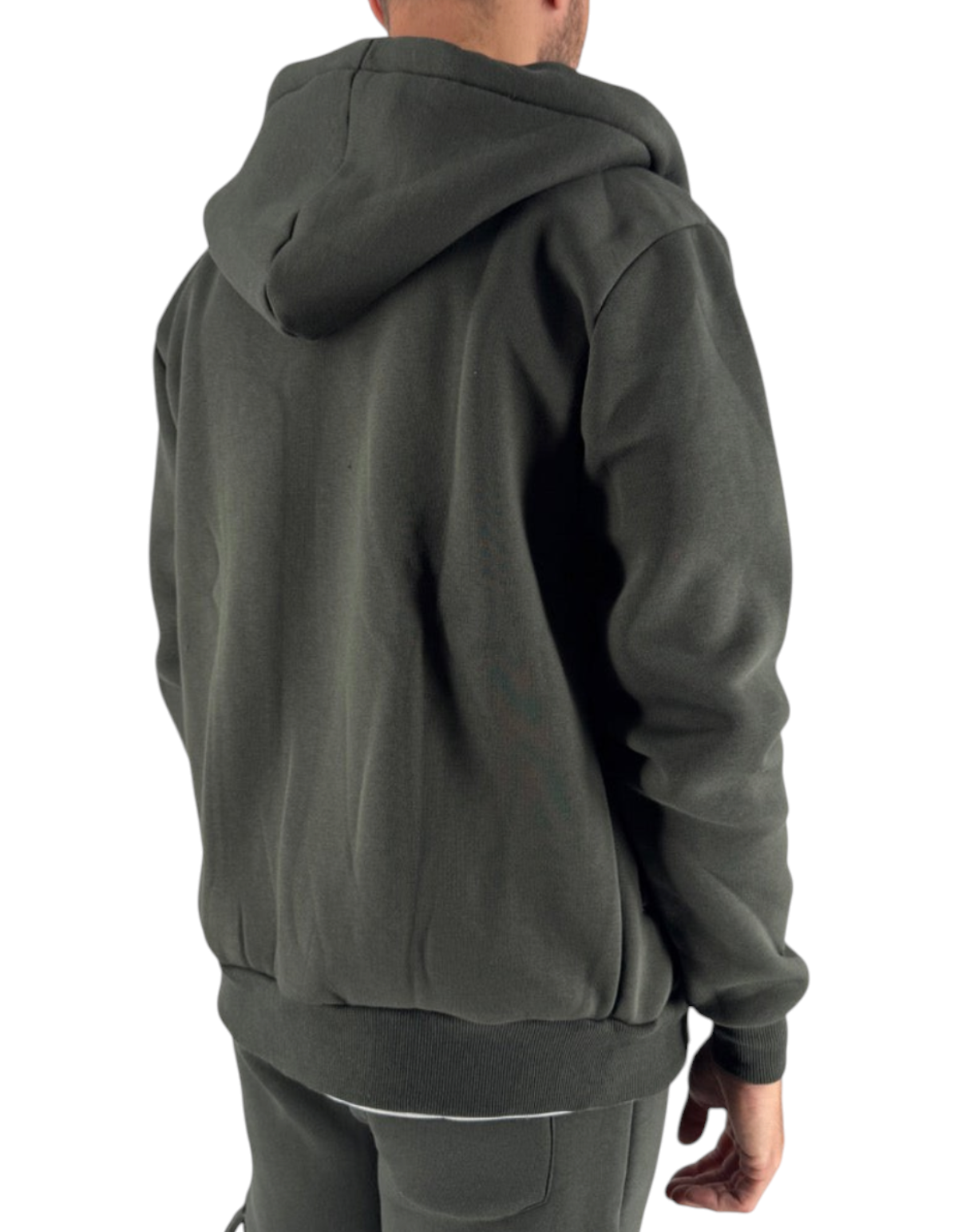 Felpa con cappuccio Ko Samui Repocket in misto cotone color military con vestibilità regular fit vista posteriore