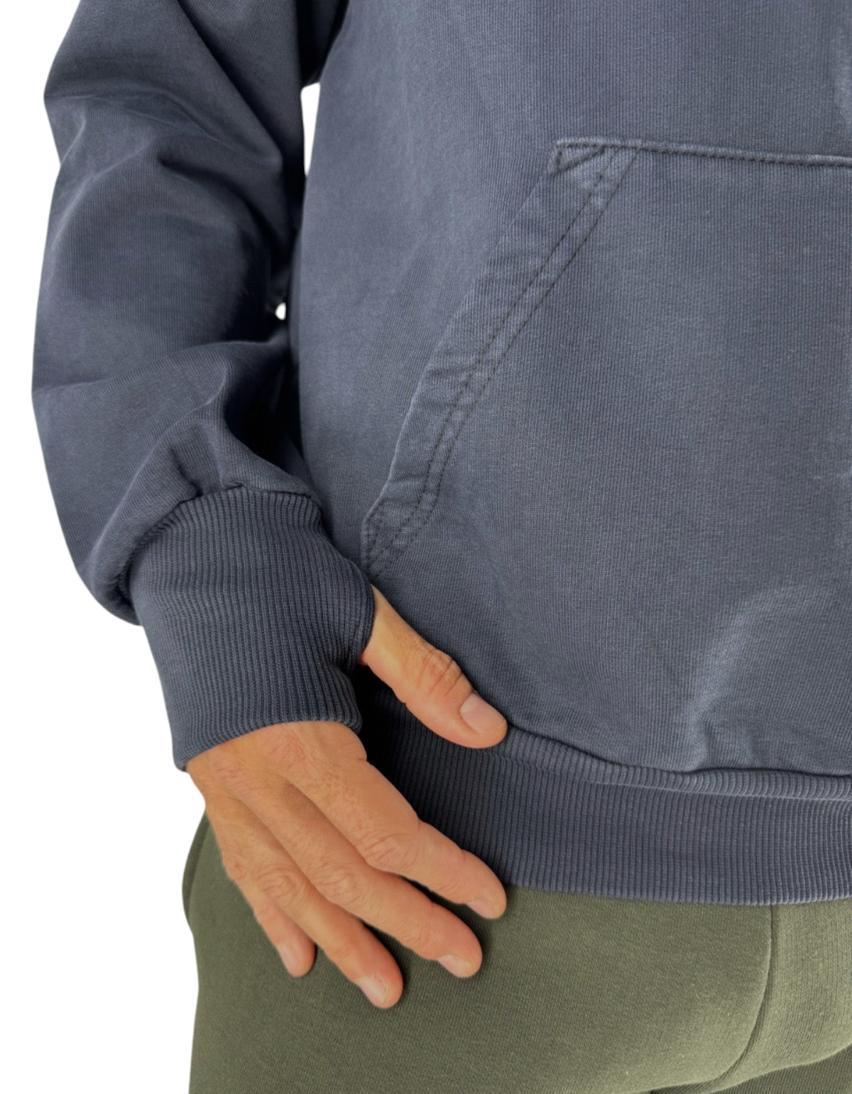 Felpa con cappuccio Ko Samui Repocket in cotone blu scuro con polsini a guanto e vestibilità medium fit