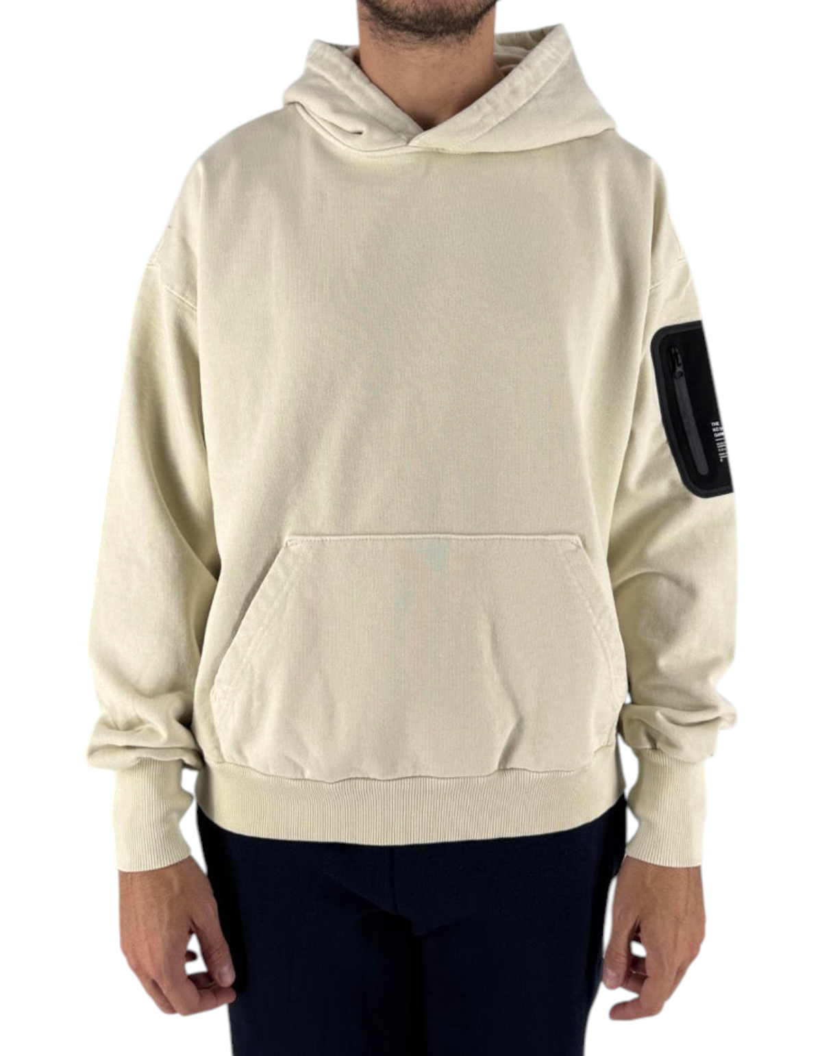 Felpa con cappuccio Ko Samui Repocket color Polar in cotone con tasca tecnica sulla manica