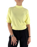 Maglia Manila Grace a manica corta color giallo lime pallido con collo a lupetto e finiture a costine