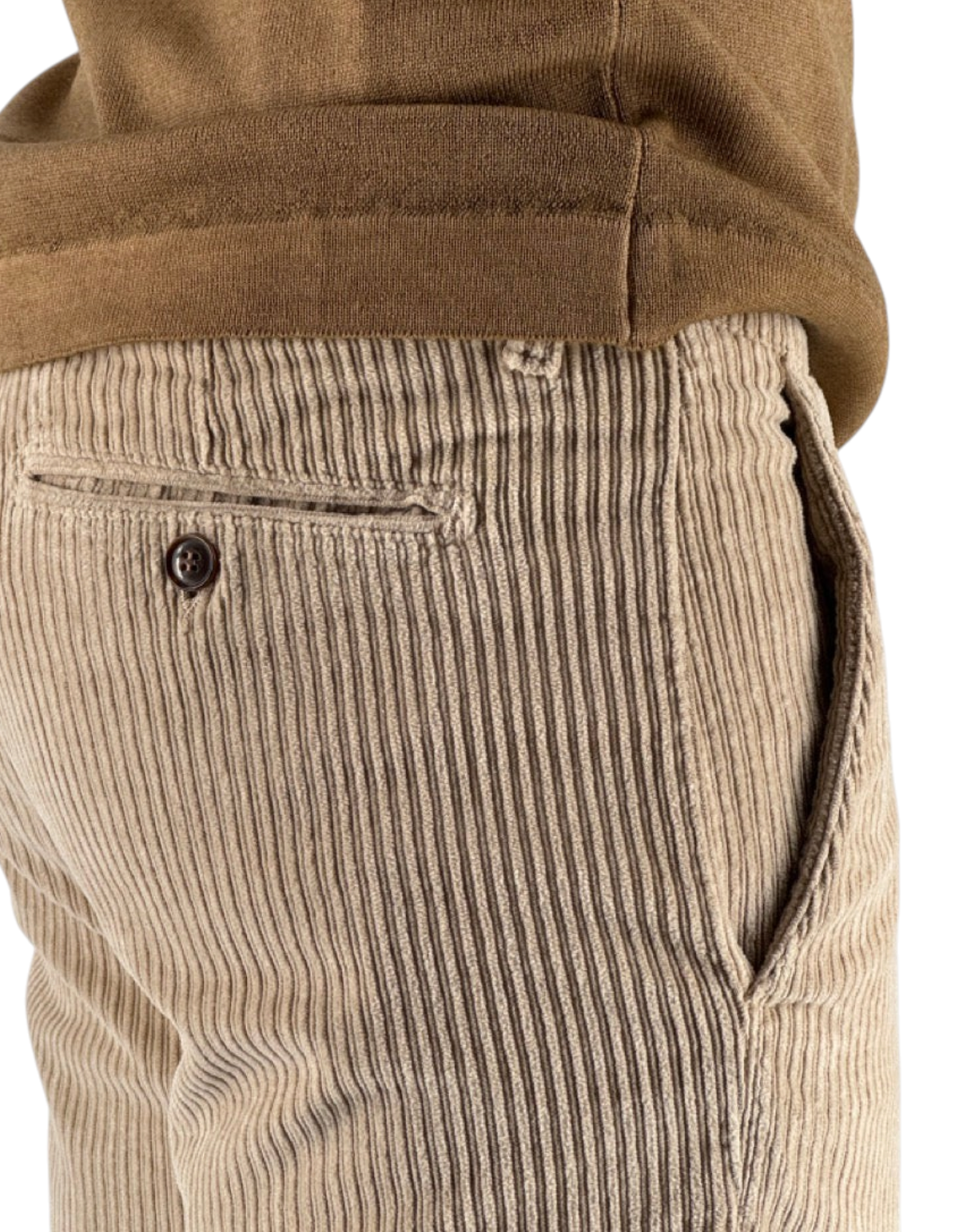 Pantalone DevidLabel Richmond in velluto rocciatore beige con tasca posteriore a filetto e vestibilità regular slim