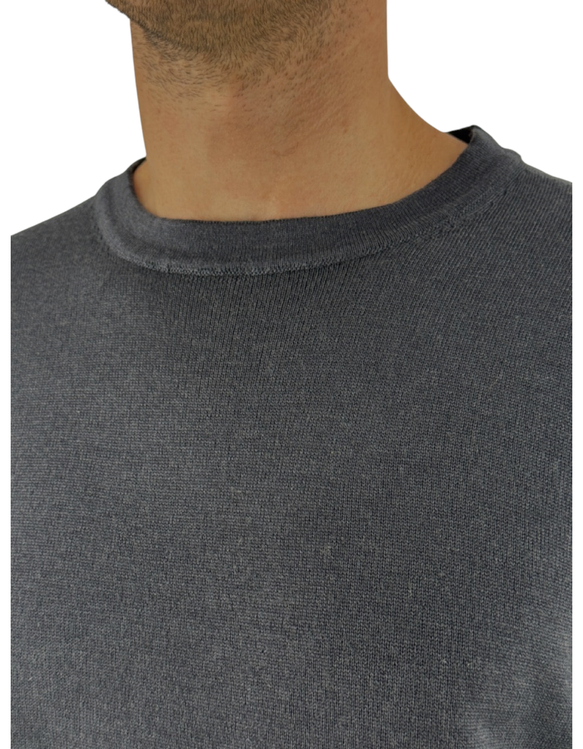 Maglia girocollo DevidLabel modello Stockholm in 100% lana Merinos colore piombo con lavorazione tubolare