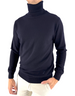 Maglia a collo alto DevidLabel modello Oslo in misto lana e cashmere blu navy indossata da un uomo