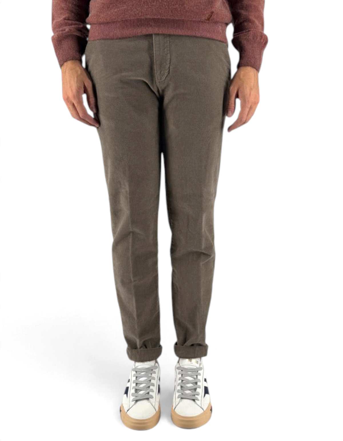 Pantalone Chester in velluto diagonale fango, 98% cotone e 2% elastan