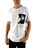 T-shirt bianca in cotone DevidLabel con stampa grafica musicale Bob Dylan e vestibilità regular fit per uomo