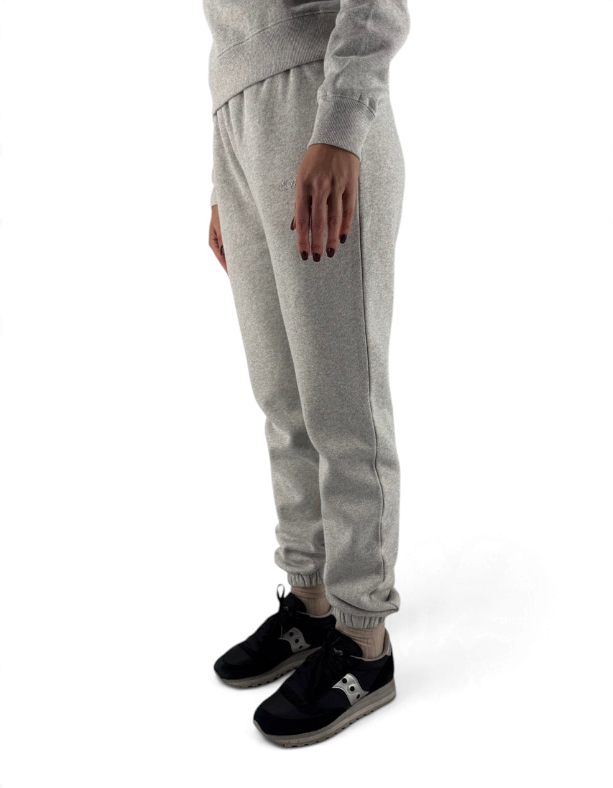 Pantalone donna DevidLabel Odalys W Lurex in tessuto grigio melange con polsini elasticizzati e vestibilità comoda
