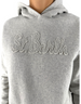 Felpa DevidLabel Mindy W Lurex grigia con cappuccio e scritta St Barth ricamata in rilievo sul petto