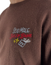 Maglione girocollo DevidLabel Heron Light marrone in misto lana e cashmere con ricamo ironico sul petto
