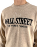 Maglione DevidLabel Heron Light beige con ricamo Wall Street The Money Makers e profilo skyline su petto
