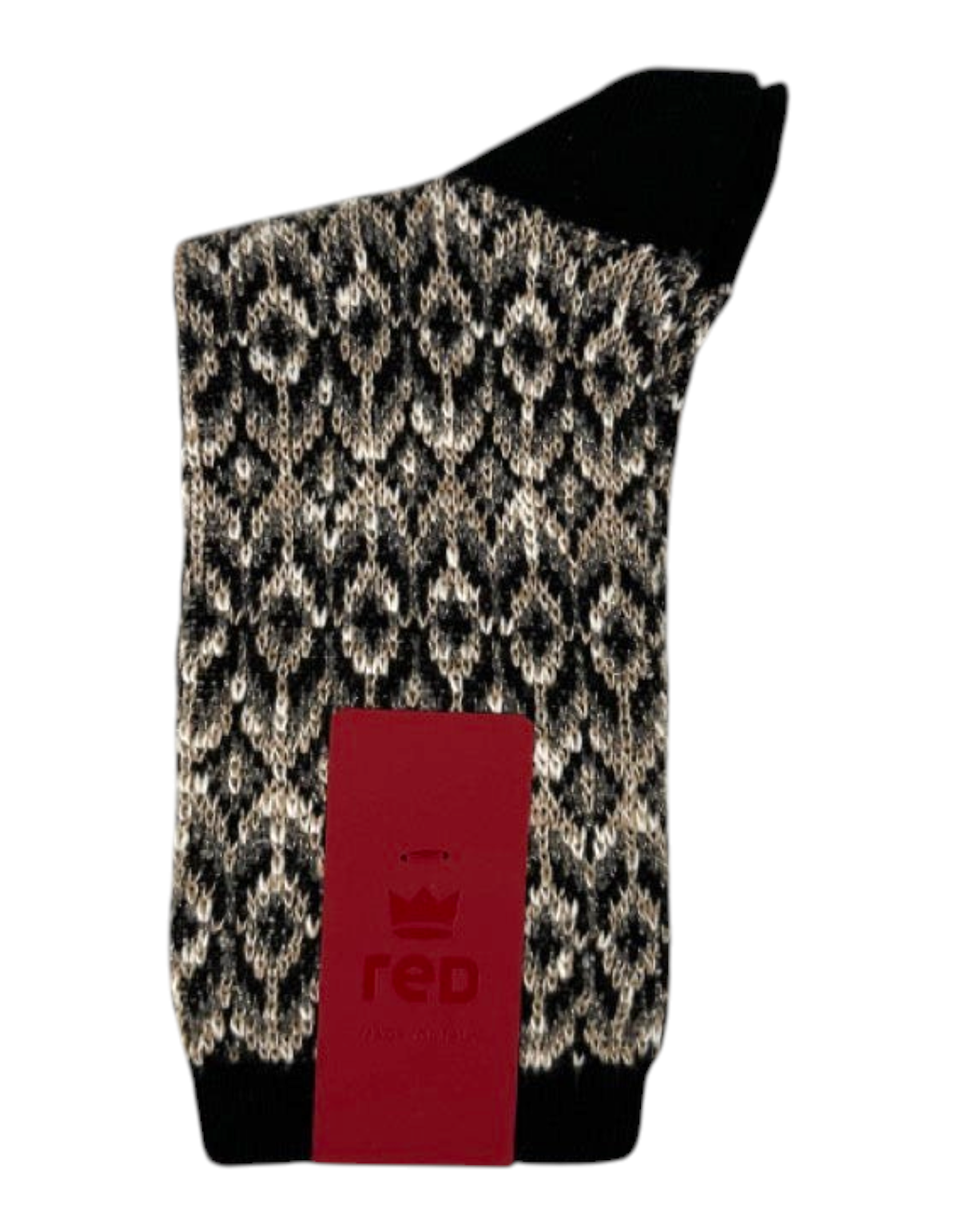 Calze donna Red Sox Appeal in cotone nero con motivo jacquard geometrico a tre colori