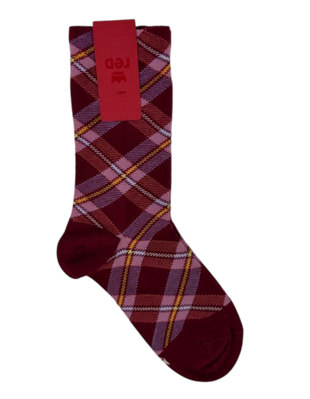 Calze donna Red Sox Appeal modello Tartan bordeaux in misto cotone con motivo a quadri scozzesi