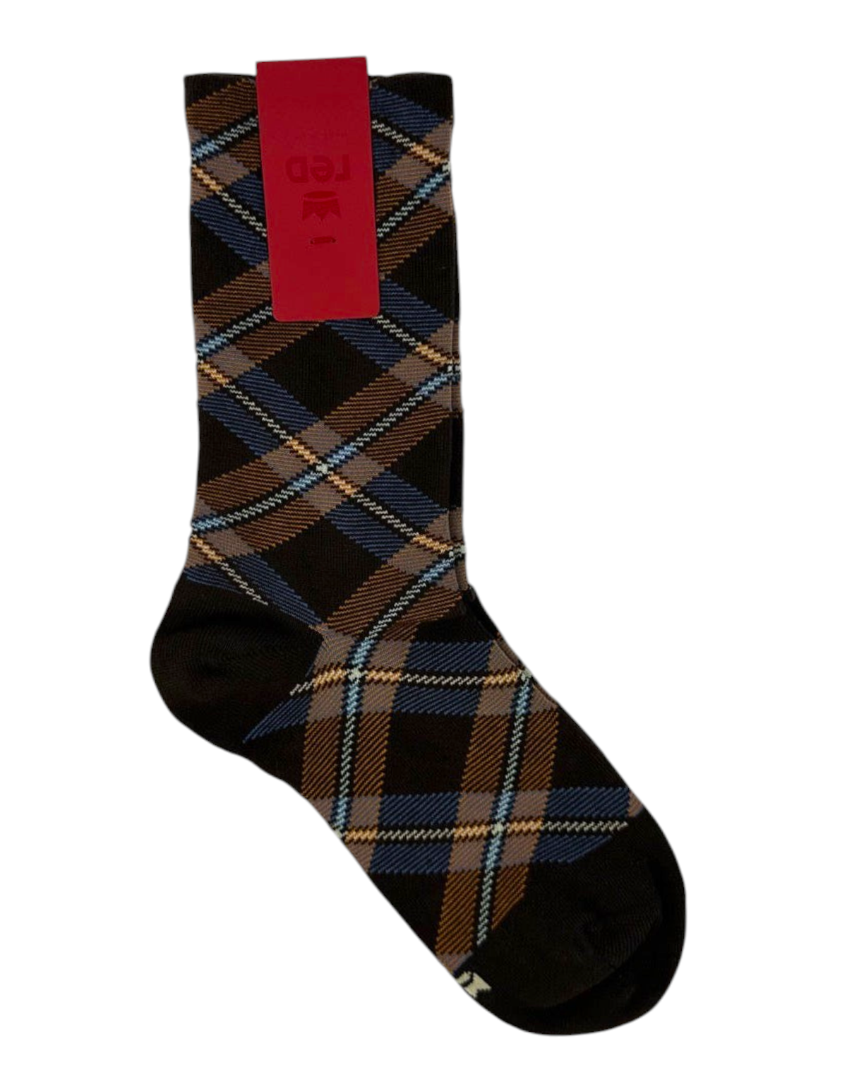 Calze da donna Red Sox Appeal in cotone marrone con motivo tartan classico e etichetta rossa