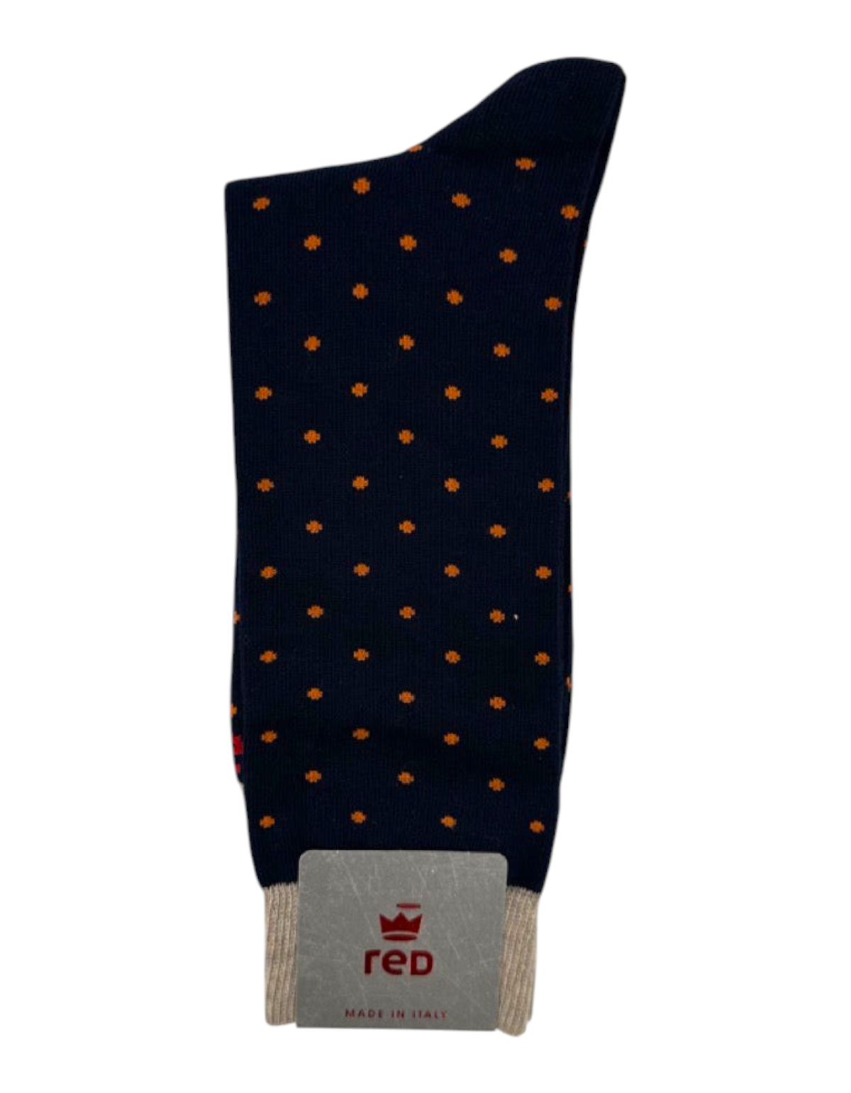 Calze da uomo Red Sox Appeal in cotone blu con piccoli pois beige, modello elegante made in Italy