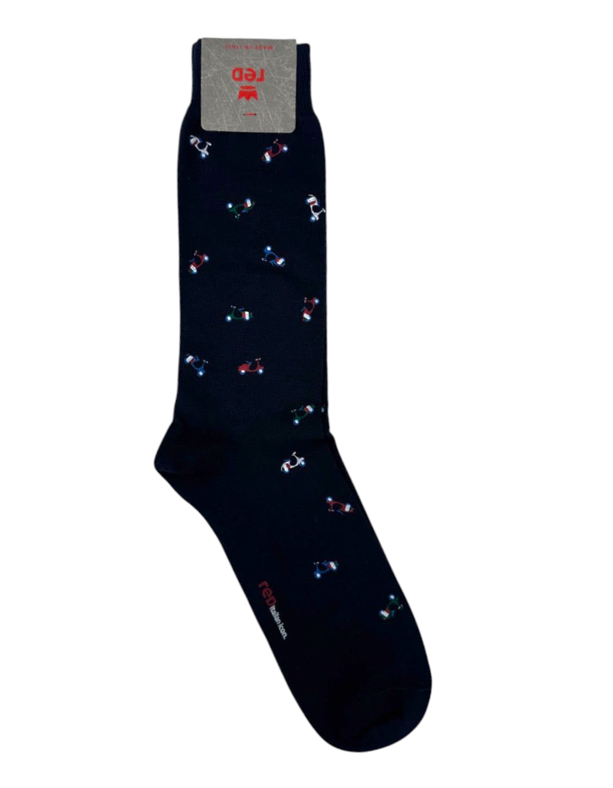 Calze uomo Red Sox Appeal modello Fantasia Icon blu in cotone con fantasia di piccoli scooter colorati