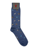 Calze da uomo Red Sox Appeal modello Winter Wolf in cotone blu denim con fantasia di lupi e igloo