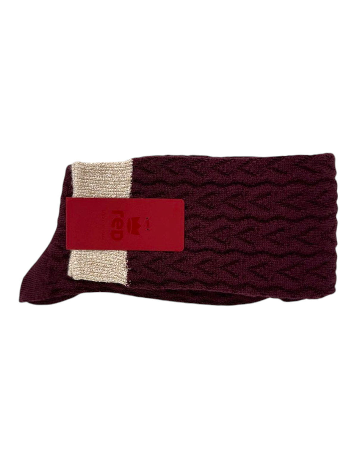 Calze lunghe Red Sox Appeal modello Links Freccia in lana bordeaux con trama a trecce e bordo a contrasto