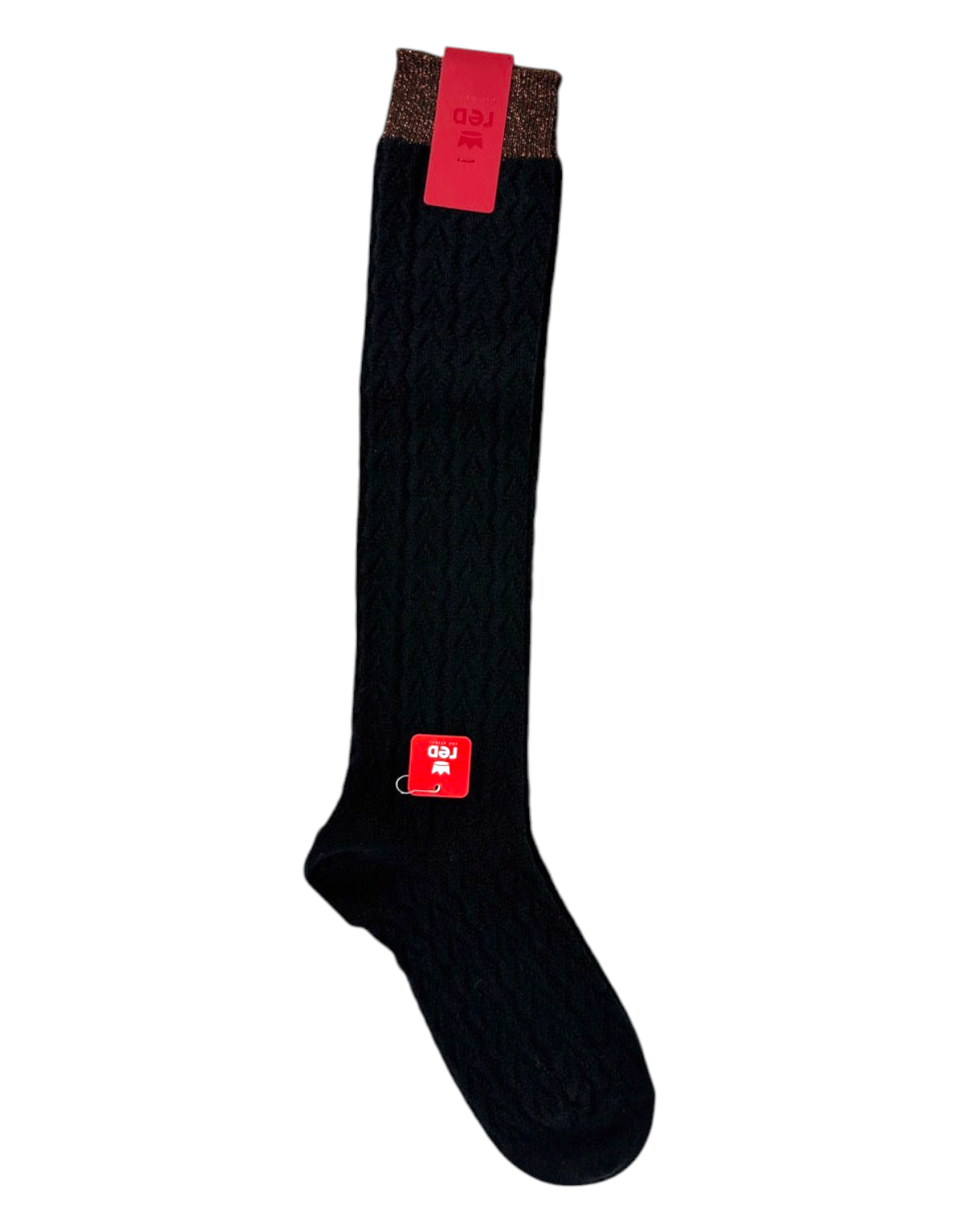 Calze lunghe da donna Red Sox Appeal modello Links Freccia in lana nera con dettaglio glitterato sul bordo