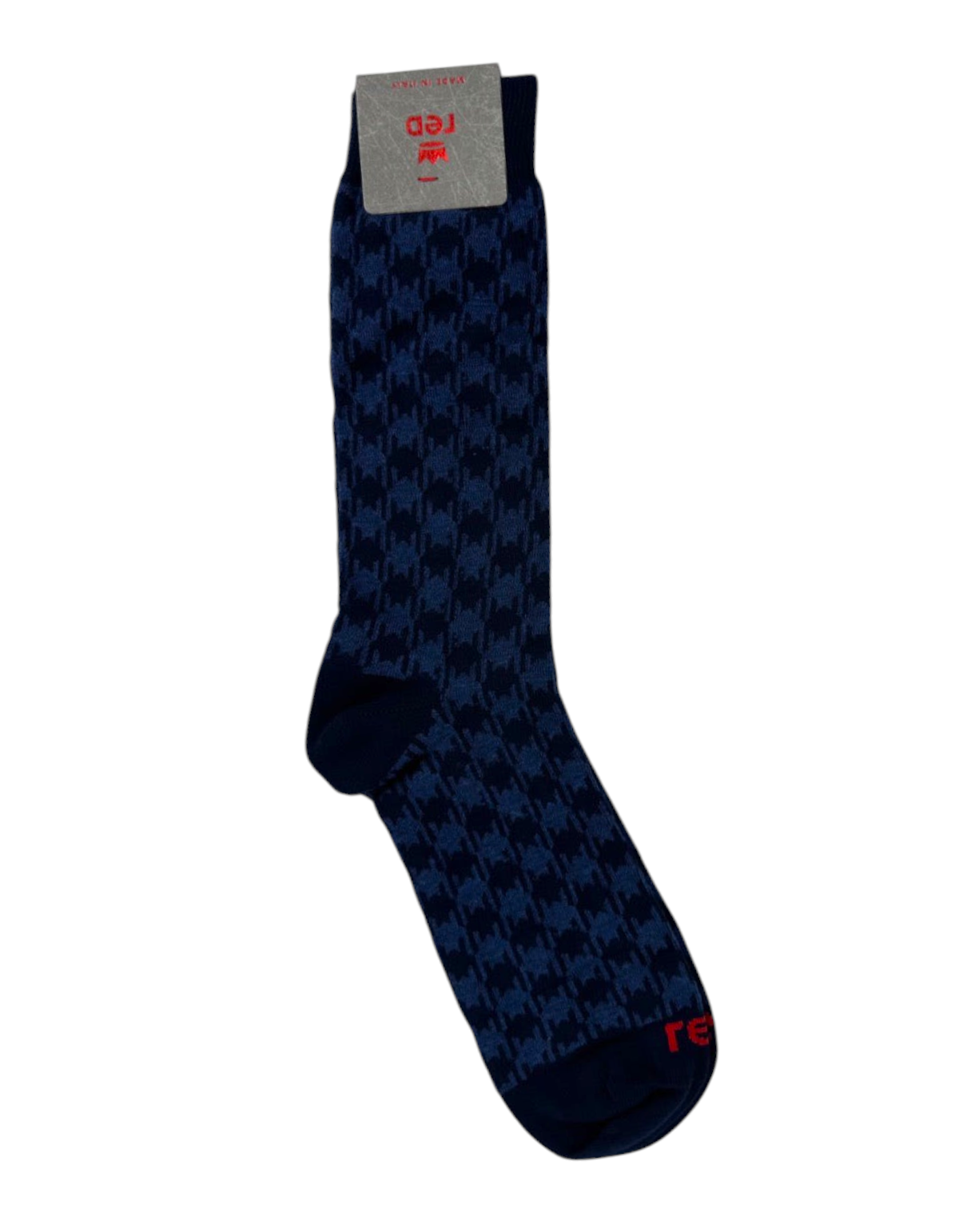 Calze da uomo Red Sox Appeal blu e jeans con motivo geometrico vichy, set da due paia in taglia unica.