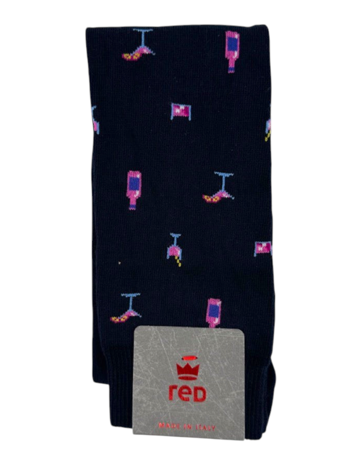 Calze lunghe da uomo Red Sox Appeal blu con fantasia a tema cocktail, ideali come idea regalo.