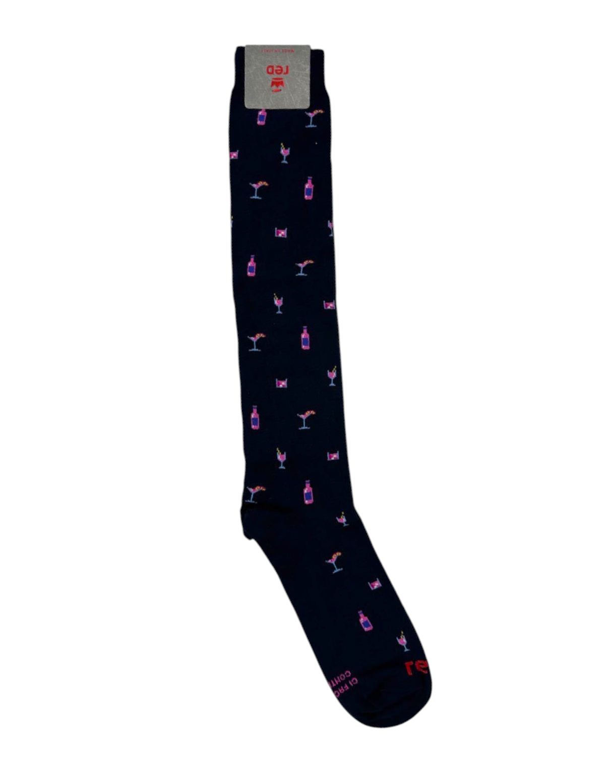 Calze lunghe da uomo Red Sox Appeal blu con fantasia a tema cocktail, ideali come idea regalo.
