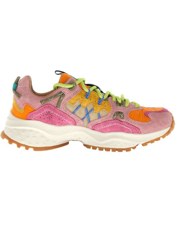 Yamabushi Woman Suede/nylon Ripstop Sneaker Fuchsia-orange Fuxia